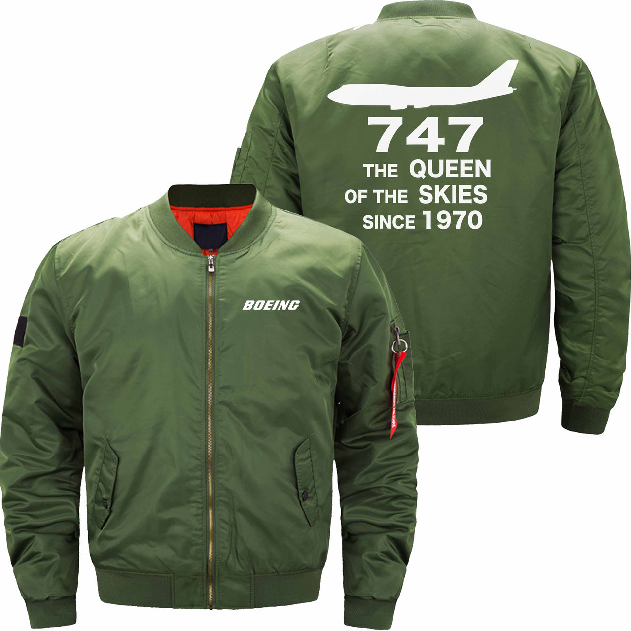 Boeing 747 THE QUEEN OF THE SKIES SINCE 1970 Ma-1 Bomber Jacket Flight Jacket Aviator Jacket THE AV8R