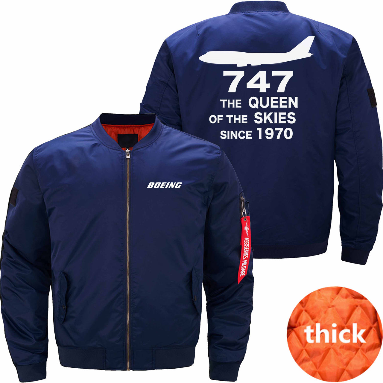 Boeing 747 THE QUEEN OF THE SKIES SINCE 1970 Ma-1 Bomber Jacket Flight Jacket Aviator Jacket THE AV8R