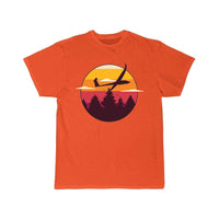 Thumbnail for Glider Airplane Landscape Sunset Retro Red Orange T-SHIRT THE AV8R