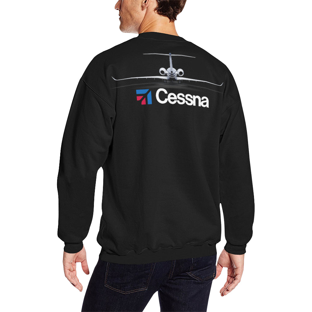 CESSNA Men's Oversized Fleece Crew Sweatshirt (Model H18) e-joyer