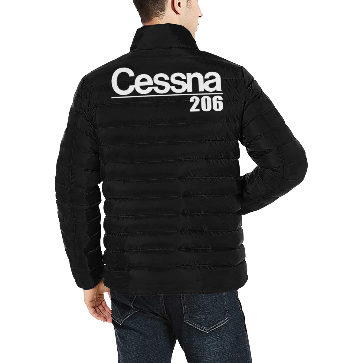 CESSNA 206 Men's Stand Collar Padded Jacket e-joyer
