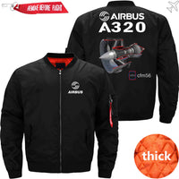 Thumbnail for AIRBUS A320 CFM 56  turbofan aircraft engines Ma-1 Bomber Jacket Flight Jacket Aviator Jacket THE AV8R