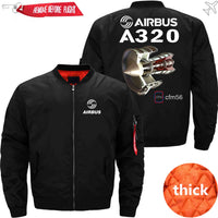 Thumbnail for AIRBUS A320 CFM 56 turbofan aircraft engines Ma-1 Bomber Jacket Flight Jacket Aviator Jacket THE AV8R
