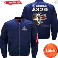 Thumbnail for AIRBUS A320 CFM 56 turbofan aircraft engines Ma-1 Bomber Jacket Flight Jacket Aviator Jacket THE AV8R