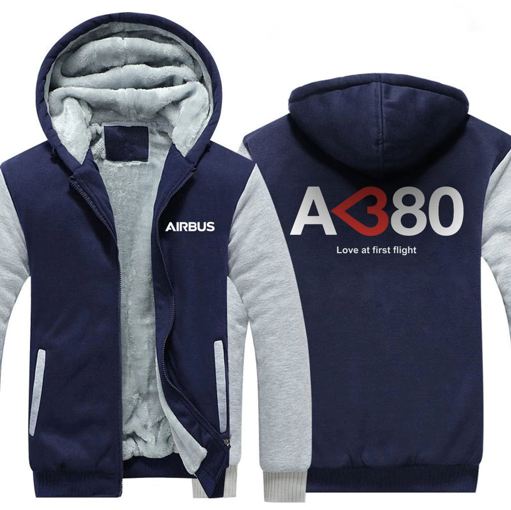 AIRBUS A380 LOVE AT FIRST FLIGHT DESIGNED ZIPPER SWEATERS THE AV8R