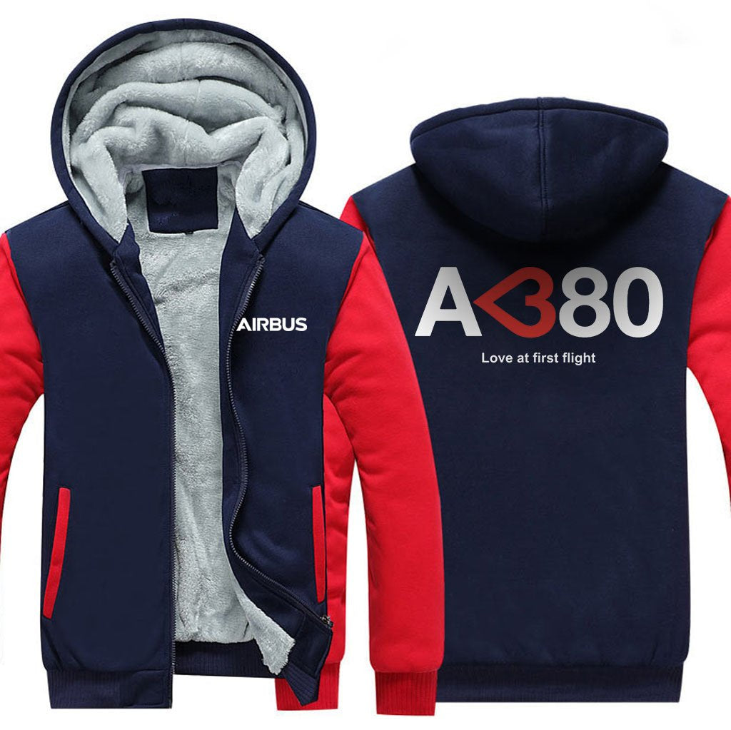 AIRBUS A380 LOVE AT FIRST FLIGHT DESIGNED ZIPPER SWEATERS THE AV8R