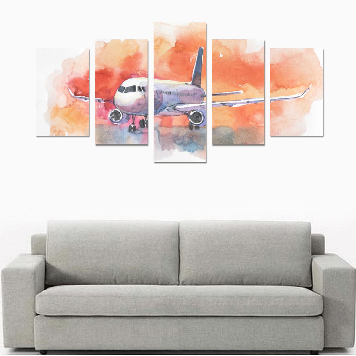 AIRCRAFT. AIRPLANE FLYING IN THE CLOUDY SKY. PASSE CANVAS PRINT SETS C (NO FRAME) THE AV8R
