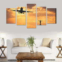 Thumbnail for AIRPLANE AND SILHOUETTE OF AIRBUS STANDING HAPPY MAN. CANVAS PRINT SETS C (NO FRAME) THE AV8R