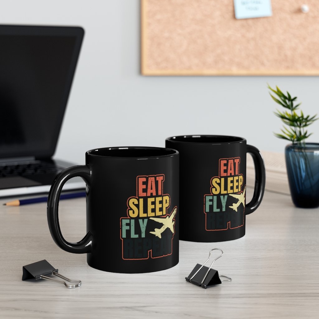 EAT SLEEP FLY  DESIGNED- MUG Printify