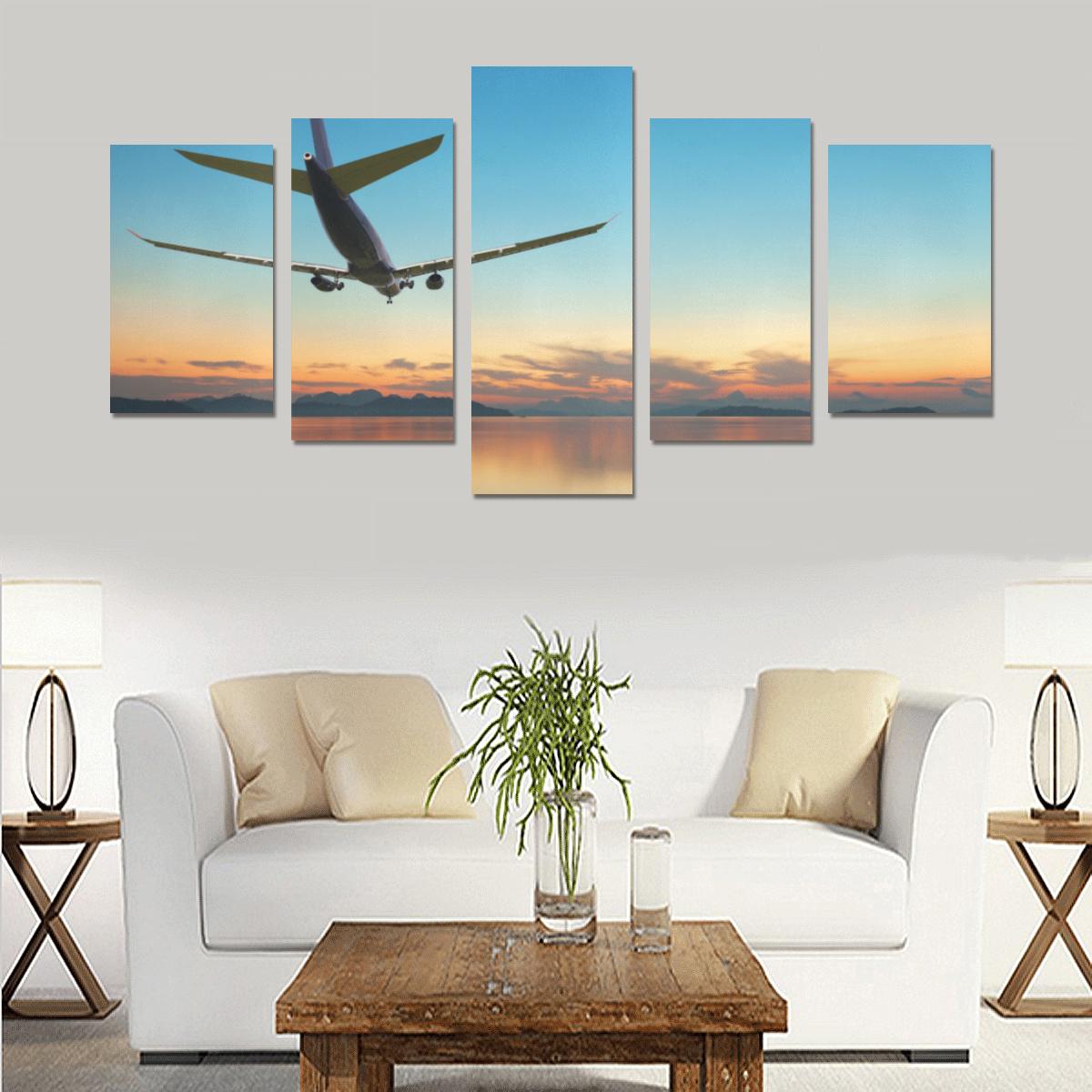 AIRPLANE FLYING OVER TROPICAL SEAIRBUS AT BEAUTIFUL SUN CANVAS PRINT SETS C (NO FRAME) THE AV8R
