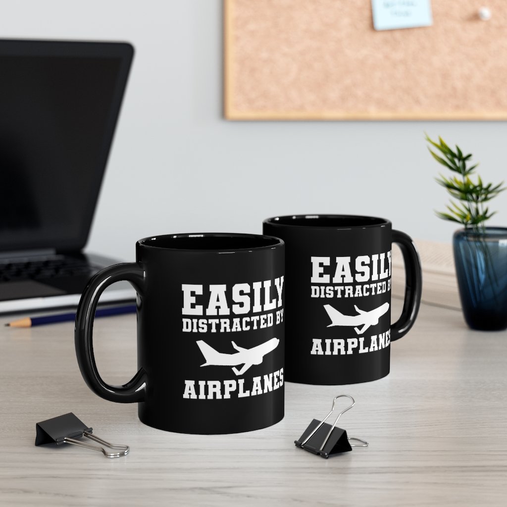 EASILY DISTRACTED BY AIRPLANES DESIGNED - MUG Printify