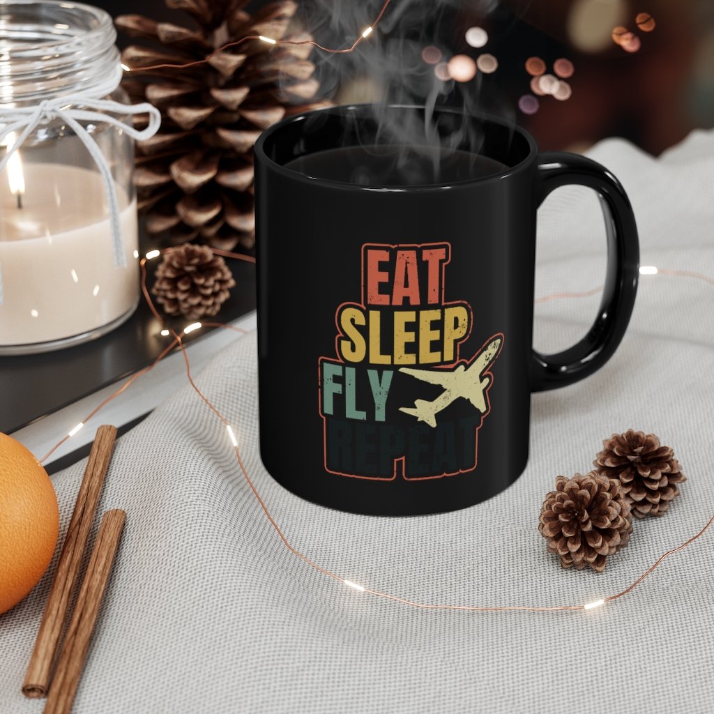 EAT SLEEP FLY   DESIGNED -MUG Printify