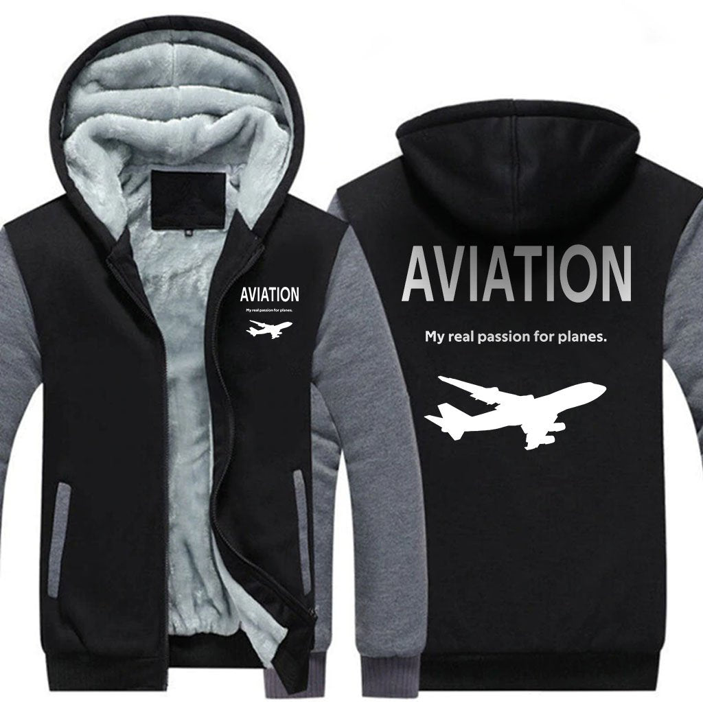 AVIATION MY REAL PASSION FOR PLANES ZIPPER SWEATER THE AV8R