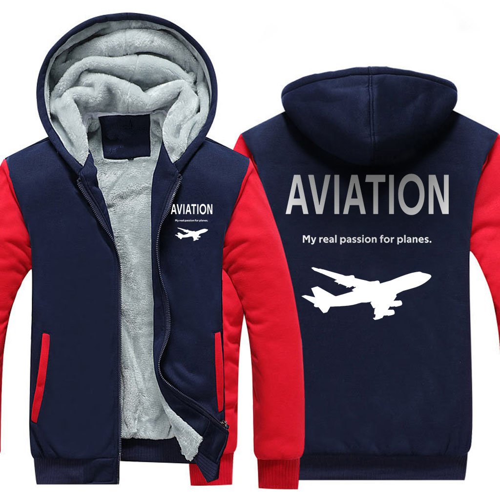 AVIATION MY REAL PASSION FOR PLANES ZIPPER SWEATER THE AV8R