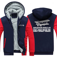 Thumbnail for AVIATION RULE #1 STAY ALWAYS FROM THE SHINY SPINNY THINGS ZIPPER SWEATER THE AV8R