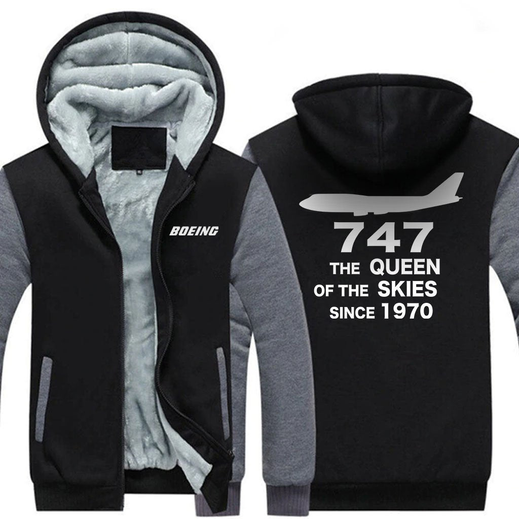 B747 THE QUEEN OF THE SKIES SINCE 1970 DESIGNED ZIPPER SWEATER THE AV8R
