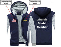Thumbnail for CUSTOM THE FLAG & NAME WITH AIRCRAFT MODEL NUMBER ZIPPER SWEATERS THE AV8R