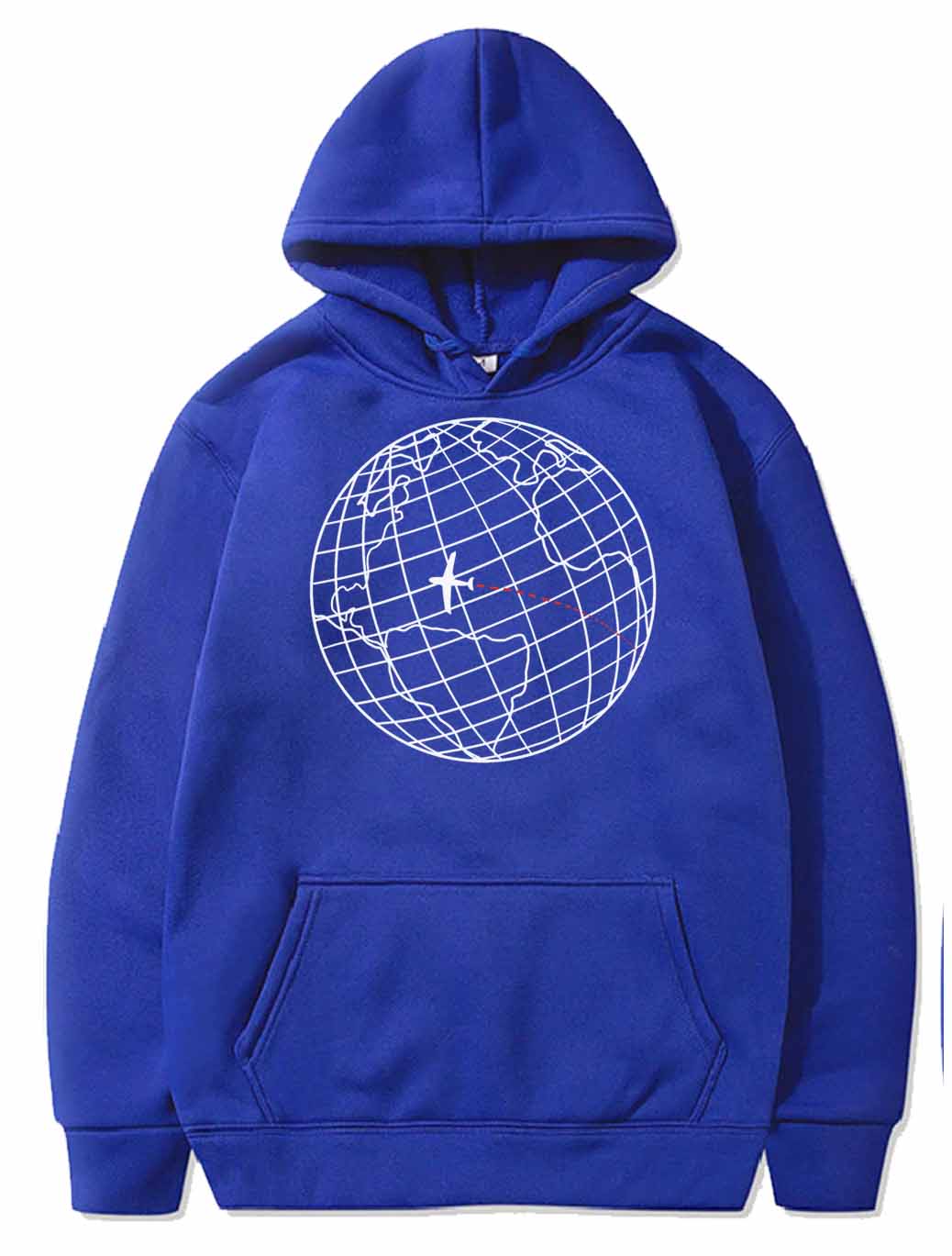 Globe with plane and red line PULLOVER THE AV8R