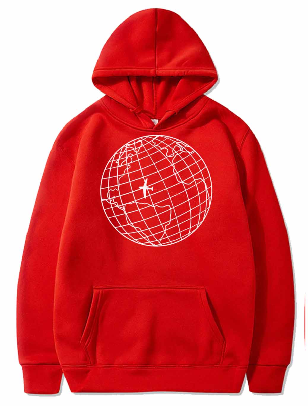 Globe with plane and red line PULLOVER THE AV8R