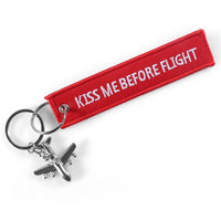 Thumbnail for Pink Kiss Me Before Flight  Embroidery Keychain THE AVIATOR