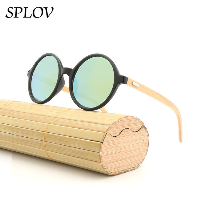 New Natural bamboo Leg Sunglasses Men Women Retro Round Wooden Sun Glasses AV8R