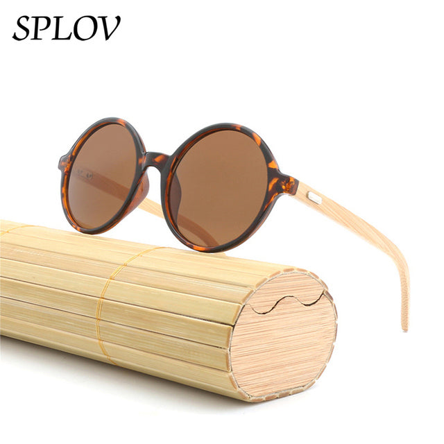 New Natural bamboo Leg Sunglasses Men Women Retro Round Wooden Sun Glasses AV8R
