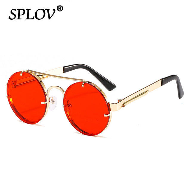 Vintage Steam Punk Round Sunglasses Men Women Retro Metal Double Beams Sun Glasses AV8R