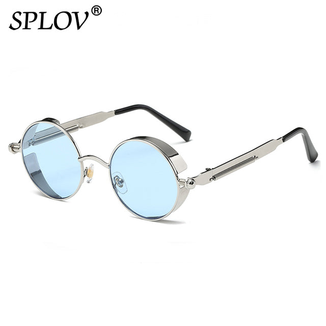 Retro Round Steam Punk Sunglasses Men Women Brand Designer Small Circle Sun Glasses AV8R