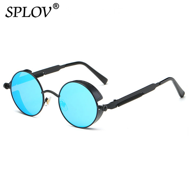 Retro Round Steam Punk Sunglasses Men Women Brand Designer Small Circle Sun Glasses AV8R
