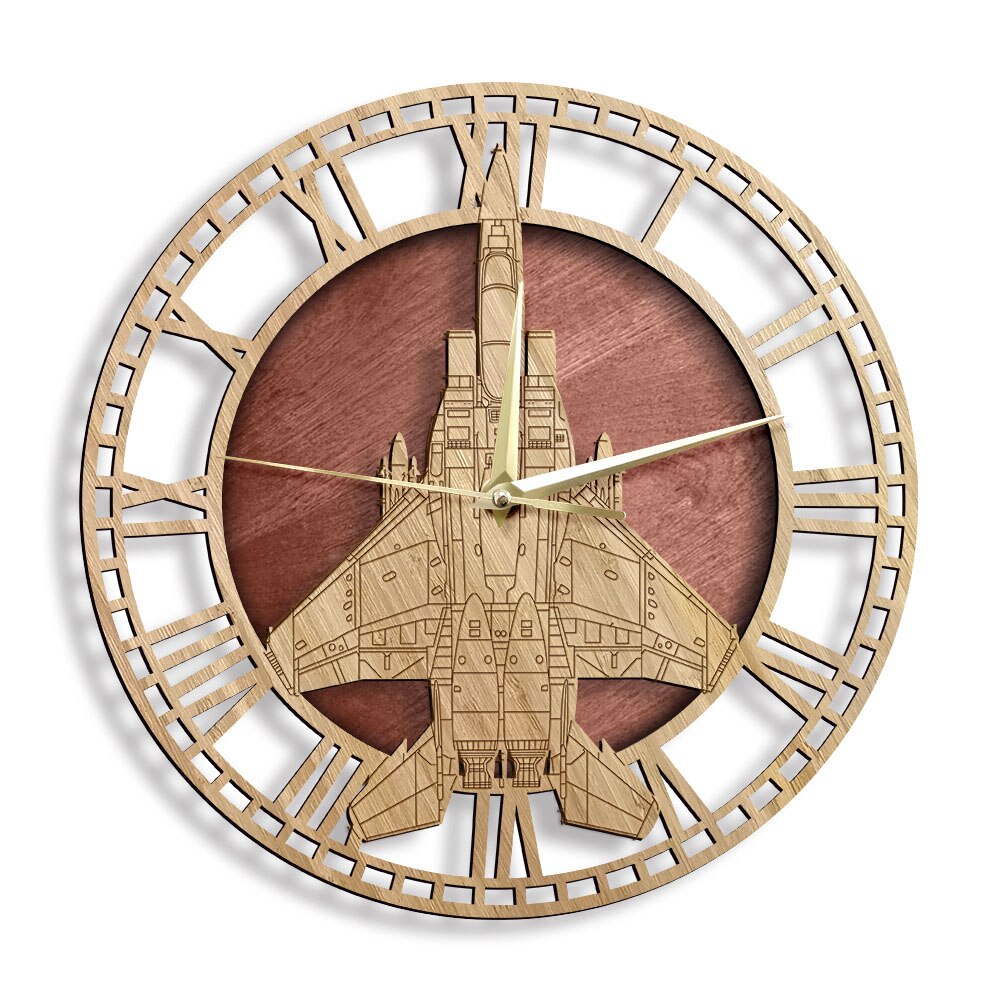 F-15 A EAGLE TACTICAL FIGHTER WOODEN WALL CLOCK THE AVIATOR
