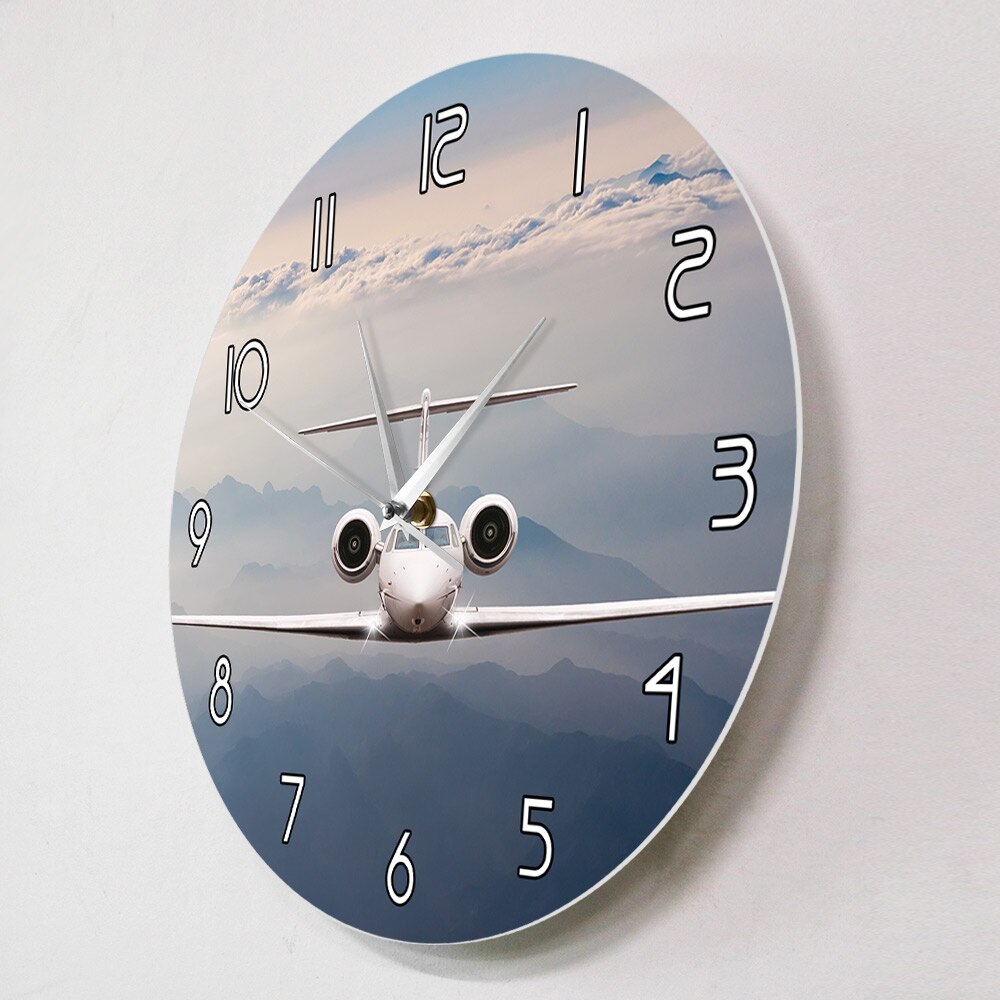 AIRPLANE FLY OVER CLOUDS MODERN DECORATIVE WALL CLOCK THE AVIATOR