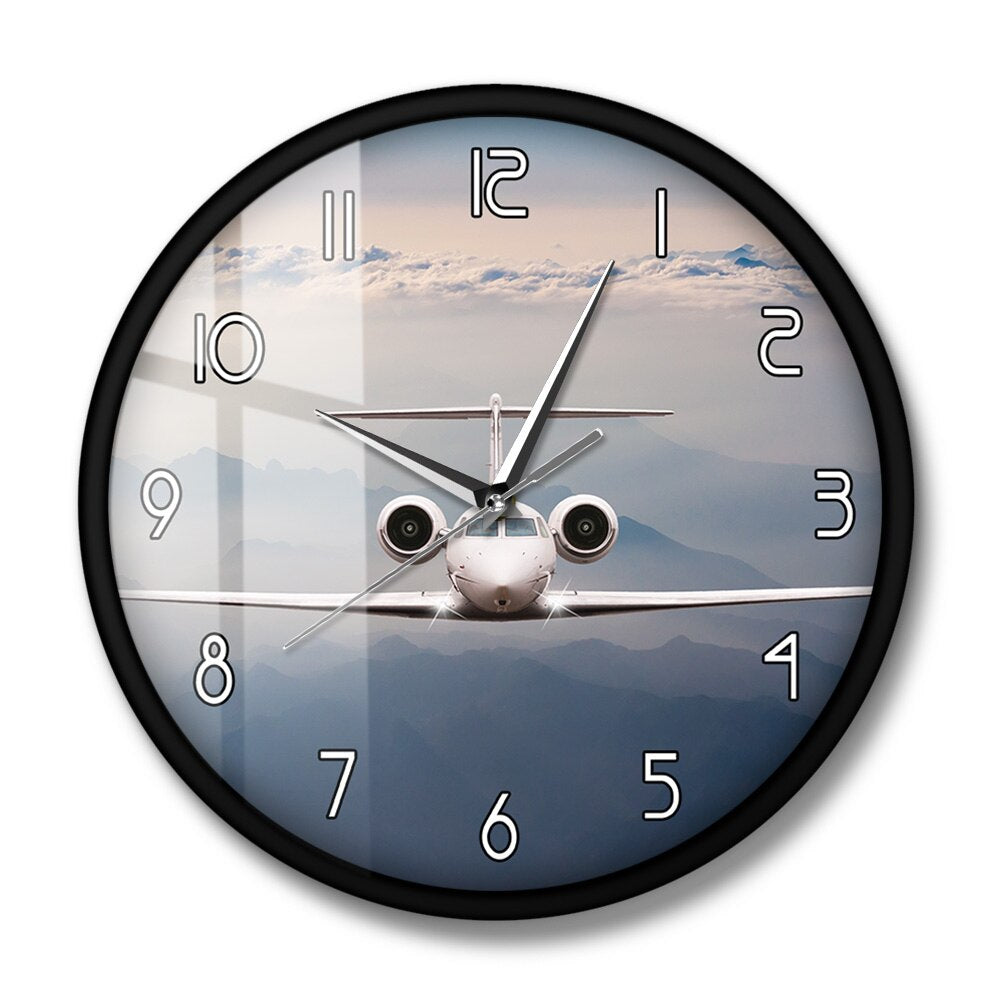 AIRPLANE FLY OVER CLOUDS MODERN DECORATIVE WALL CLOCK THE AVIATOR
