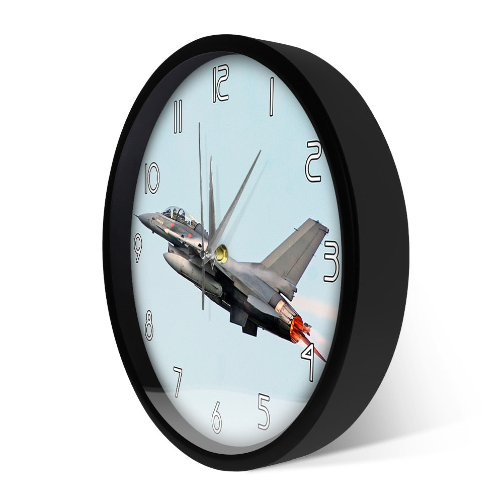 AIR FORCE F-16 FIGHTING FALCON TAKING OFF MODERN WALL CLOCK THE AVIATOR
