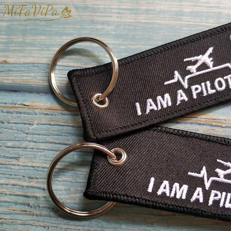 10 PCs Embroidery Heartbeats I am A Pilot Key Ring THE AVIATOR
