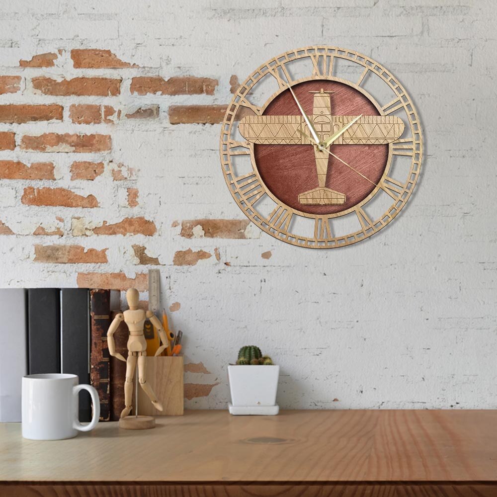 ERCOUP 415-C WOOD CARVED WALL CLOCK THE AVIATOR
