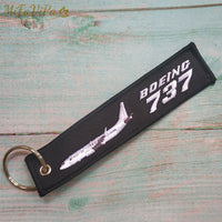 Thumbnail for Boeing 737 Keychain Luggage Tag Black Embroidery Aviation Key AV8R