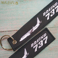 Thumbnail for Boeing 737 Keychain Luggage Tag Black Embroidery Aviation Key AV8R