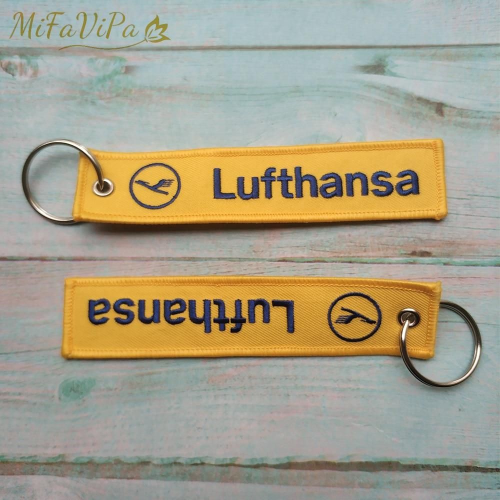 2 PCs  Lufthansa Embroidery  Key Chain THE AVIATOR