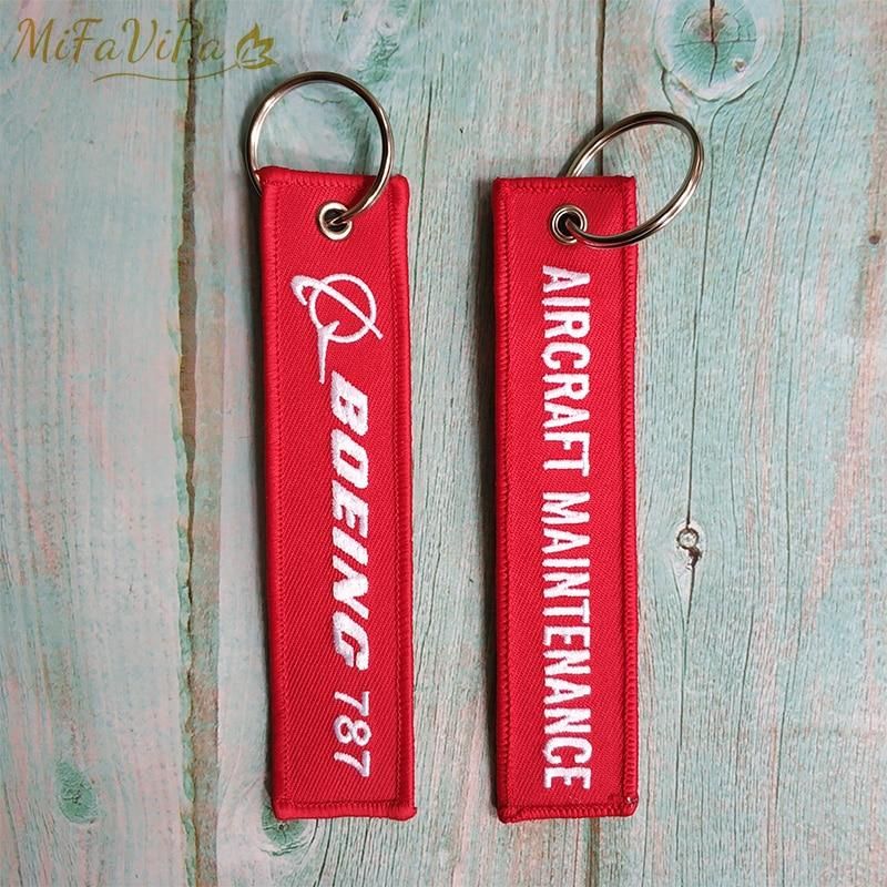 2 PCS  Boeing 787 aircraft Embroidery key chain THE AVIATOR