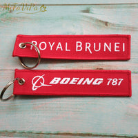 Thumbnail for 2 PCS A Royal Brunei Side B Boeing 787 Embroidery key chain THE AVIATOR