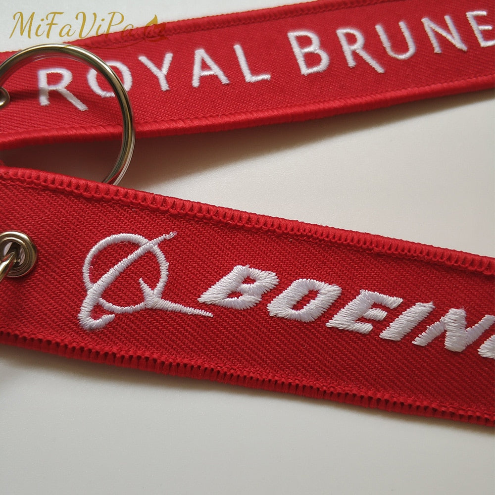 2 PCS A Royal Brunei  B Boeing 787 Embroidery Key Chains THE AVIATOR