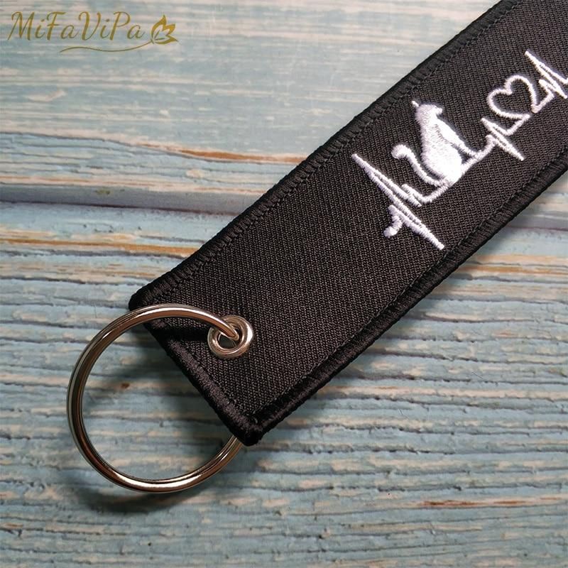 10 PCS Wholesale Embroidery Lovely CAT Keychain THE AVIATOR