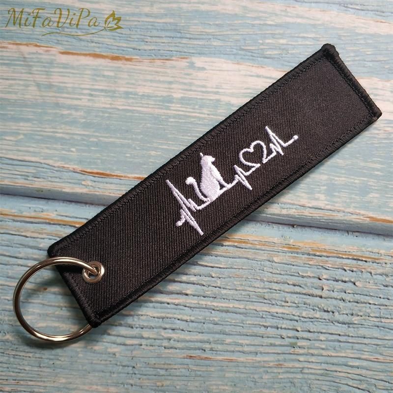 10 PCS Wholesale Embroidery Lovely CAT Keychain THE AVIATOR