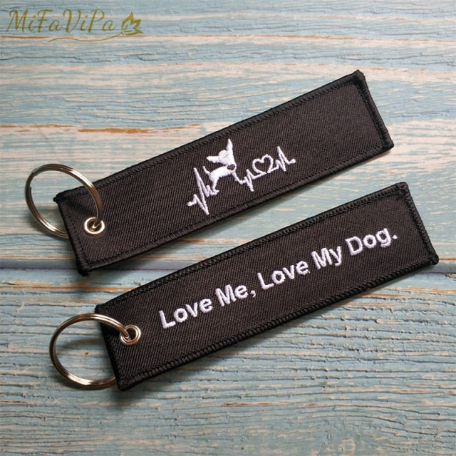 Embroidery CAT And Dog Keychain THE AVIATOR
