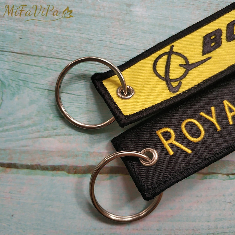 2 PCS/Lot A Boeing Side B Royal Brunei Embroidery key chain THE AVIATOR