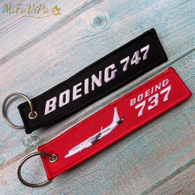 2 PC Boeing 747 Fashion Trinket Keychain Phone Strap  Aviation Red Key Chains AV8R