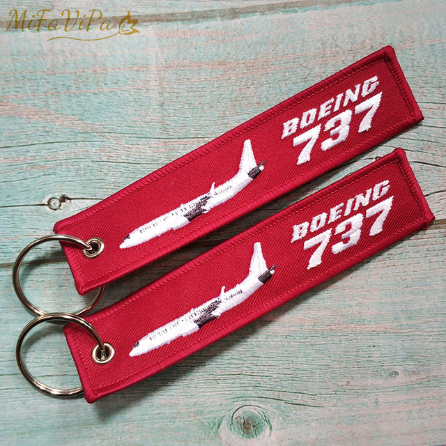 2 PC Boeing 747 Fashion Trinket Keychain Phone Strap  Aviation Red Key Chains AV8R