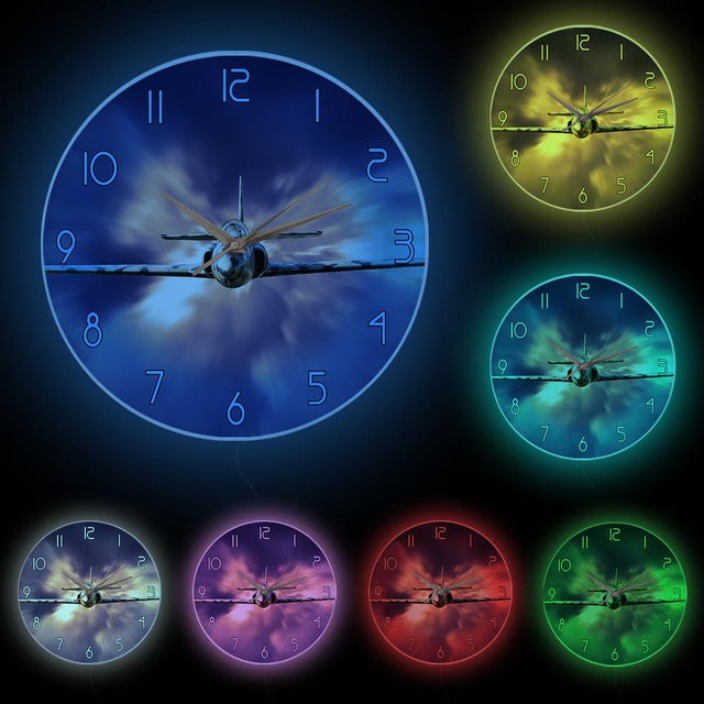Military Jet Fighter Modern Wall Clock Airplane Flying AV8R