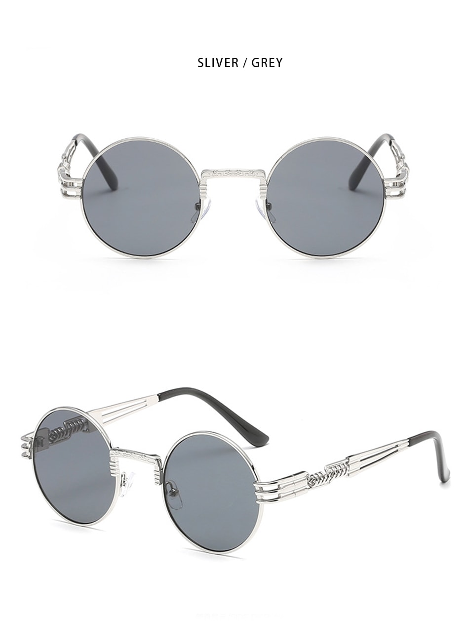 New Fashion Retro Steampunk Round Metal Sunglasses for Men Women AV8R