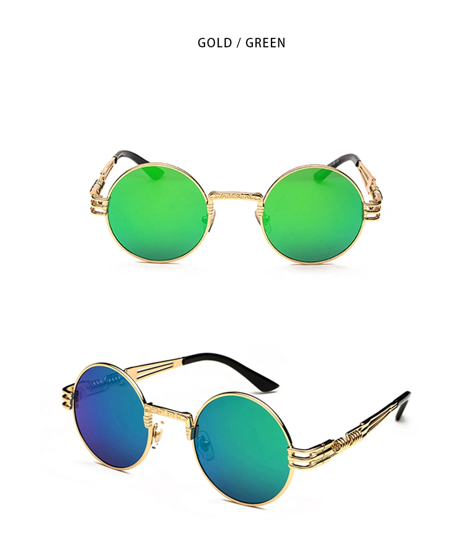 New Fashion Retro Steampunk Round Metal Sunglasses for Men Women AV8R